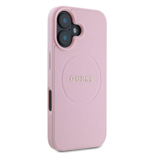 Apple iPhone 16 Kılıf Guess Orjinal Lisanslı M-safe Şarj Özellikli Yazı Logolu Grained Kapak - 12
