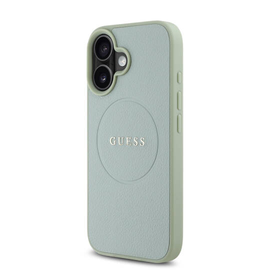 Apple iPhone 16 Kılıf Guess Orjinal Lisanslı M-safe Şarj Özellikli Yazı Logolu Grained Kapak - 15