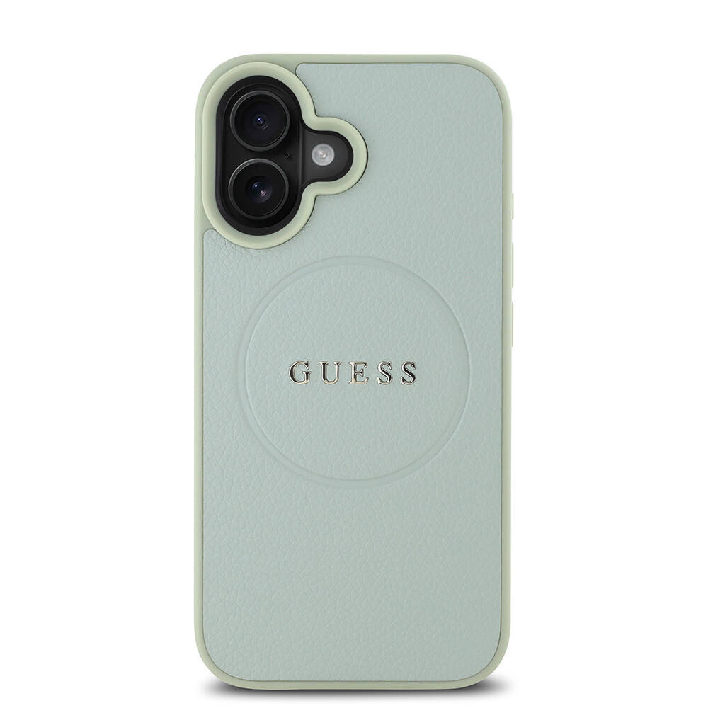 Apple iPhone 16 Kılıf Guess Orjinal Lisanslı M-safe Şarj Özellikli Yazı Logolu Grained Kapak - 16