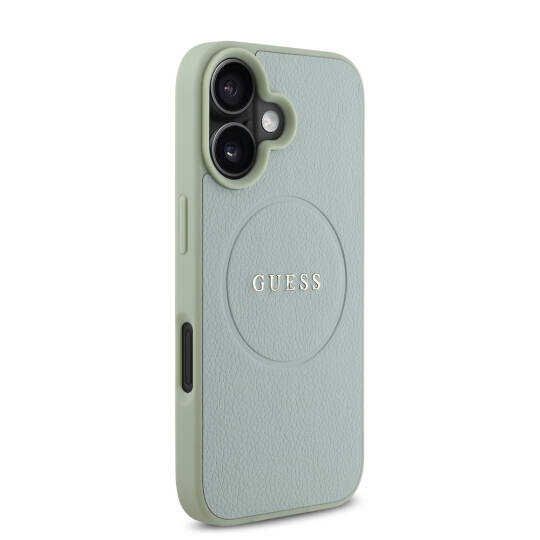 Apple iPhone 16 Kılıf Guess Orjinal Lisanslı M-safe Şarj Özellikli Yazı Logolu Grained Kapak - 17