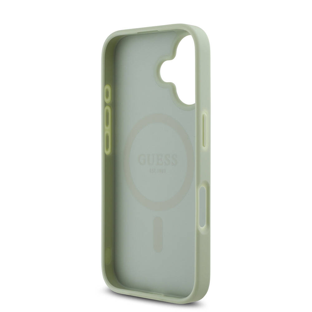 Apple iPhone 16 Kılıf Guess Orjinal Lisanslı M-safe Şarj Özellikli Yazı Logolu Grained Kapak - 20