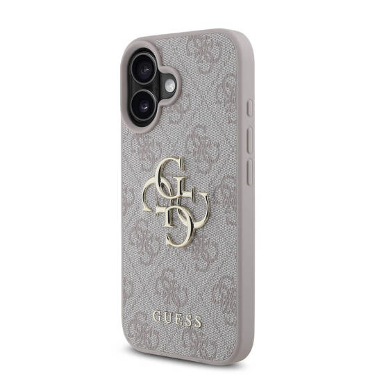 Apple iPhone 16 Kılıf Guess Orjinal Lisanslı PU Deri 4G Desenli Metal Büyük 4G ve Yazı Logolu Kapak - 5