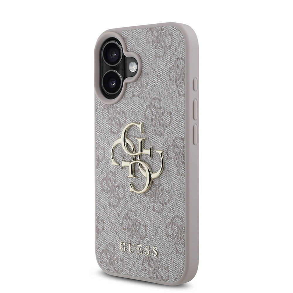 Apple iPhone 16 Kılıf Guess Orjinal Lisanslı PU Deri 4G Desenli Metal Büyük 4G ve Yazı Logolu Kapak - 5