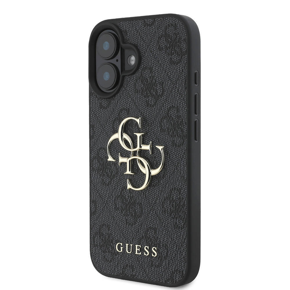 Apple iPhone 16 Kılıf Guess Orjinal Lisanslı PU Deri 4G Desenli Metal Büyük 4G ve Yazı Logolu Kapak - 13