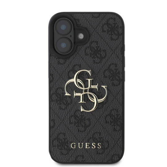 Apple iPhone 16 Kılıf Guess Orjinal Lisanslı PU Deri 4G Desenli Metal Büyük 4G ve Yazı Logolu Kapak - 14