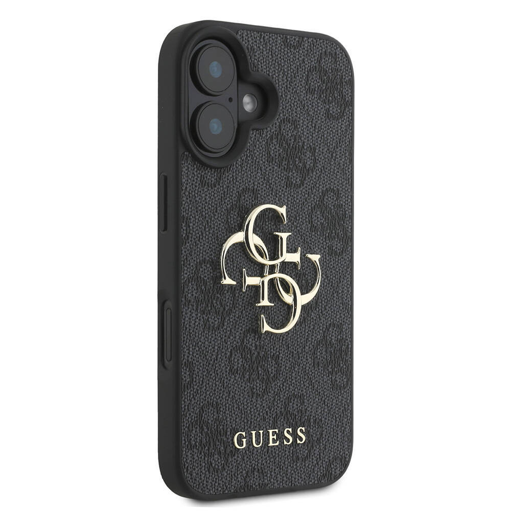 Apple iPhone 16 Kılıf Guess Orjinal Lisanslı PU Deri 4G Desenli Metal Büyük 4G ve Yazı Logolu Kapak - 15