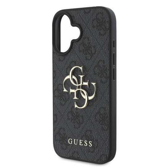 Apple iPhone 16 Kılıf Guess Orjinal Lisanslı PU Deri 4G Desenli Metal Büyük 4G ve Yazı Logolu Kapak - 17