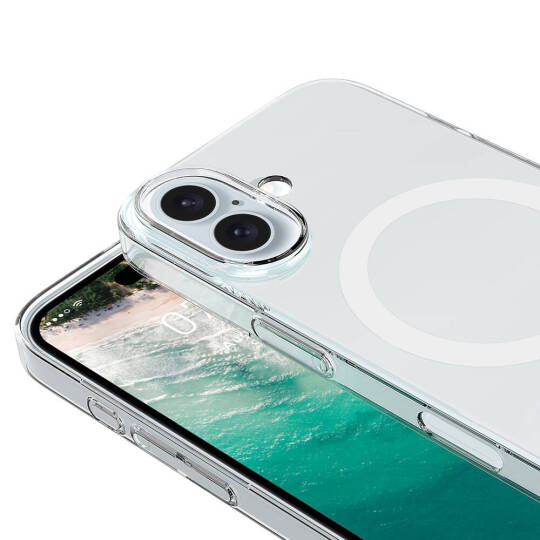 Apple iPhone 16 Kılıf Zore M-safe Şarj Özellikli Şeffaf Tek Kamera Çerçeveli Porto Kapak - 4