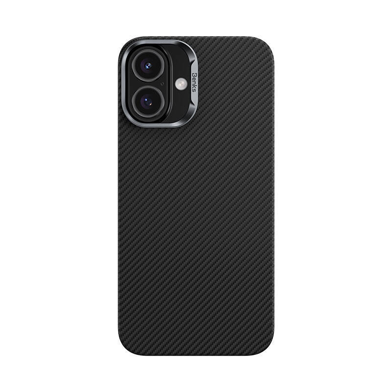 Apple iPhone 16 Plus Kılıf Benks M-safe Şarj Özellikli Magnetik ArmorAir 600D Kevlar Karbon Fiber Kapak - 2
