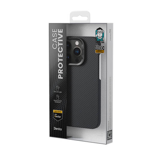 Apple iPhone 16 Plus Kılıf Benks M-safe Şarj Özellikli Magnetik ArmorAir 600D Kevlar Karbon Fiber Kapak - 4