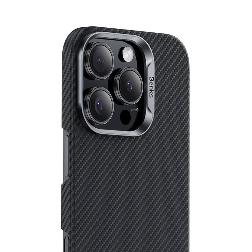Apple iPhone 16 Plus Kılıf Benks M-safe Şarj Özellikli Magnetik ArmorAir 600D Kevlar Karbon Fiber Kapak - 5