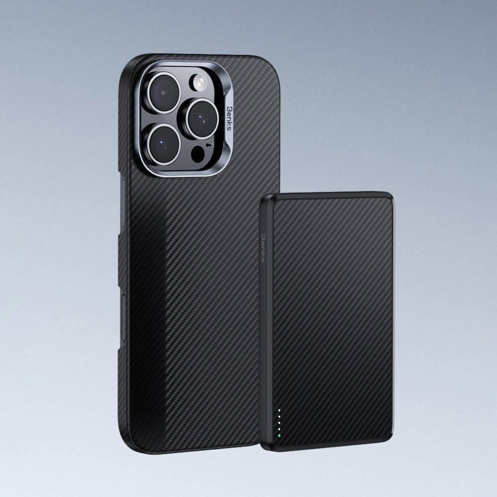 Apple iPhone 16 Plus Kılıf Benks M-safe Şarj Özellikli Magnetik ArmorAir 600D Kevlar Karbon Fiber Kapak - 9
