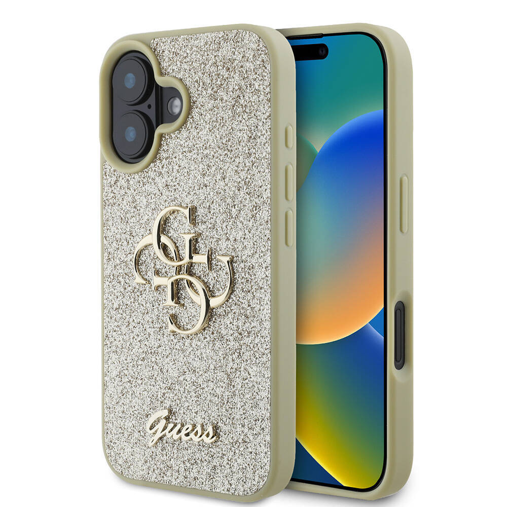 Apple iPhone 16 Plus Kılıf Guess Orjinal Lisanslı 4G Büyük Metal Logolu Glitter Kapak - 4