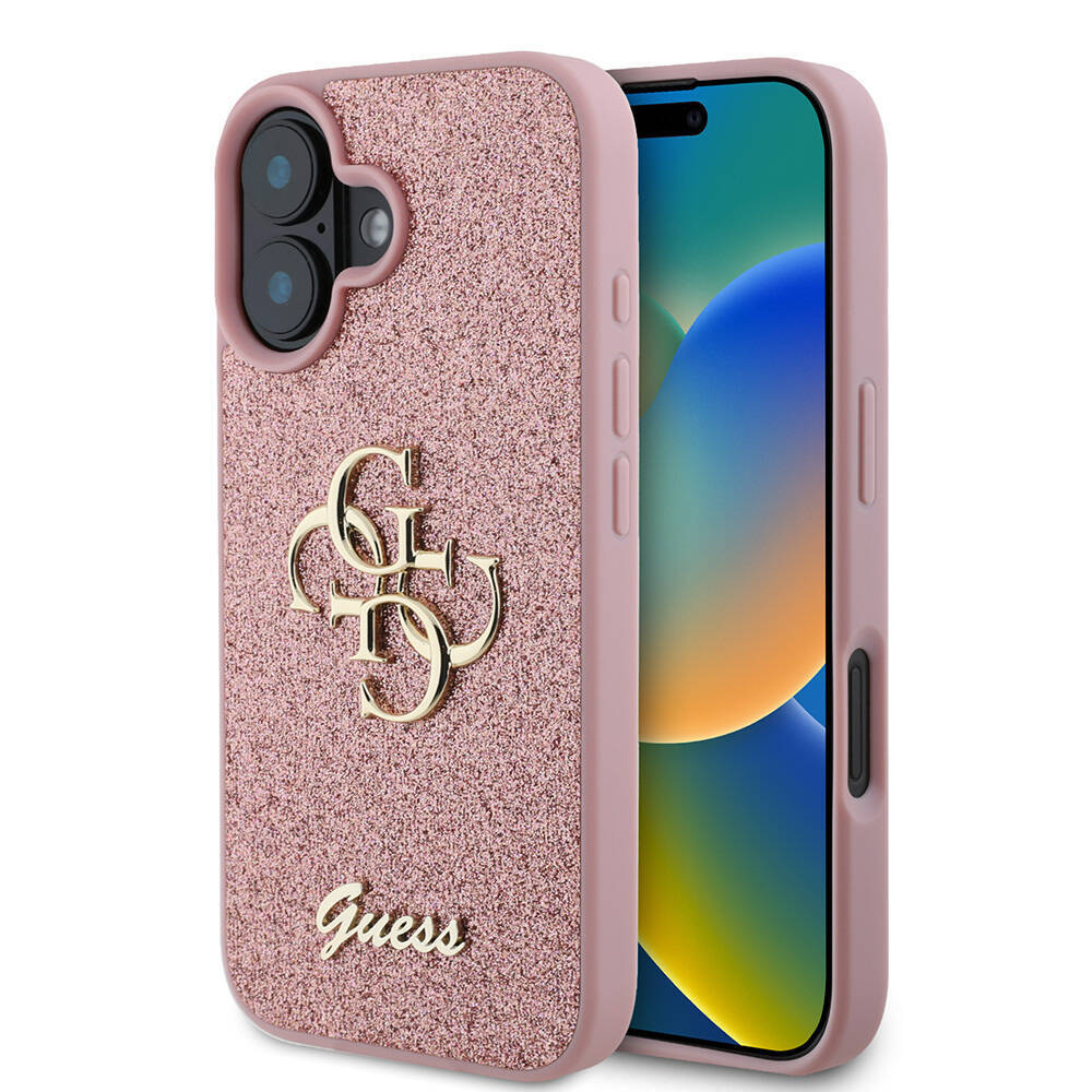 Apple iPhone 16 Plus Kılıf Guess Orjinal Lisanslı 4G Büyük Metal Logolu Glitter Kapak - 1