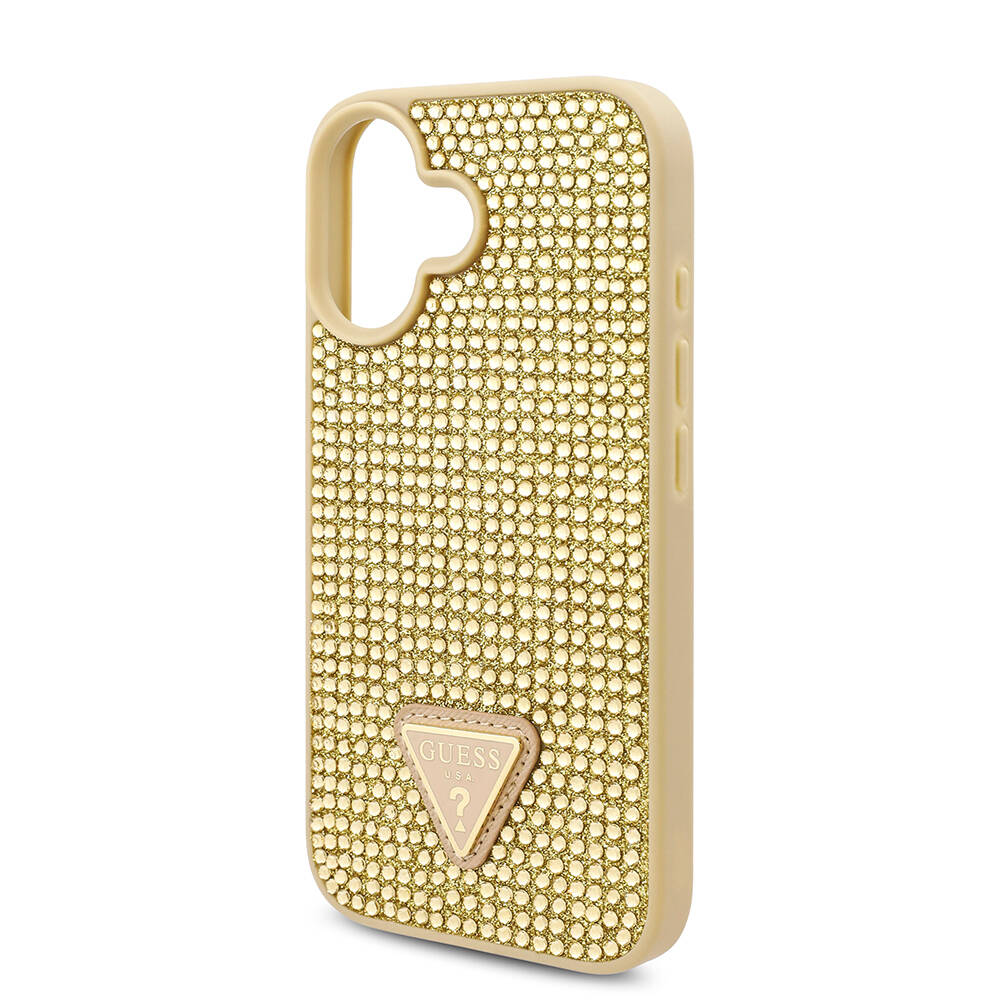Apple iPhone 16 Plus Kılıf Guess Orjinal Lisanslı Taşlı Arka Yüzey Üçgen Logolu Kapak - 16