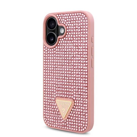 Apple iPhone 16 Plus Kılıf Guess Orjinal Lisanslı Taşlı Arka Yüzey Üçgen Logolu Kapak - 19