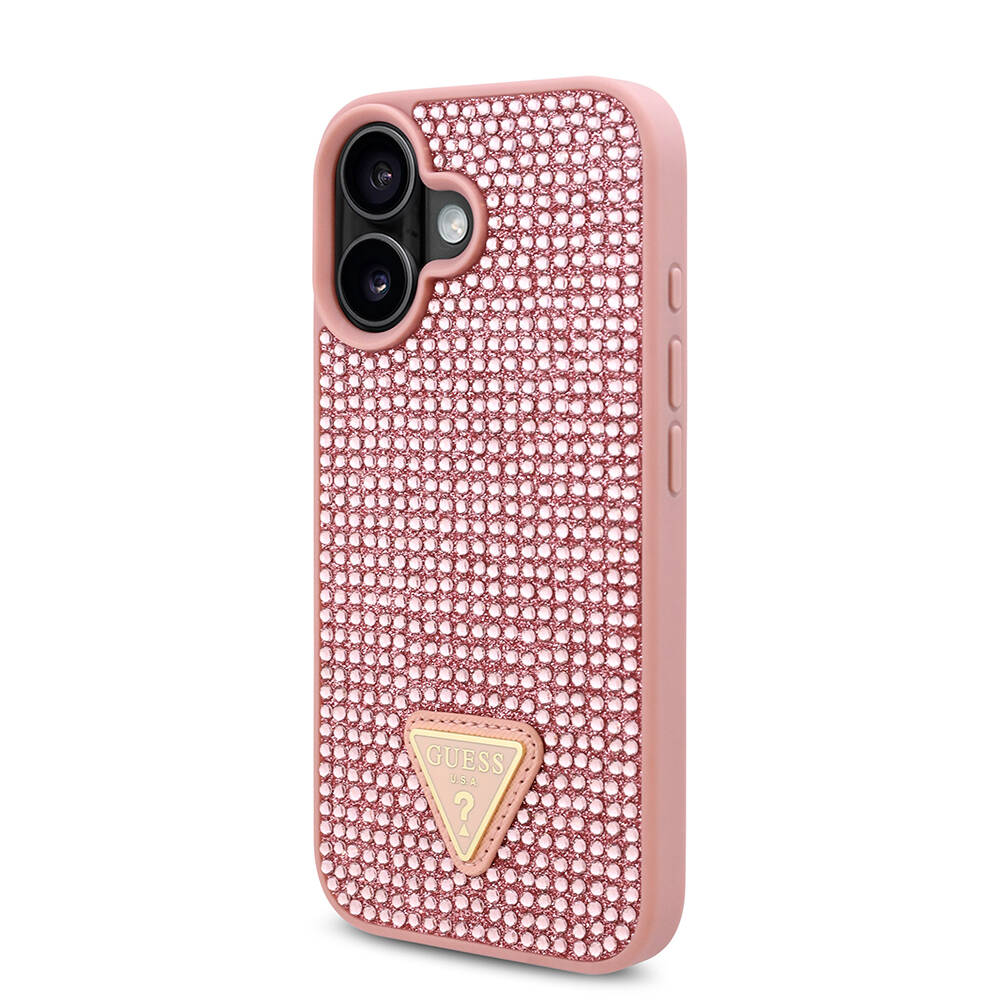 Apple iPhone 16 Plus Kılıf Guess Orjinal Lisanslı Taşlı Arka Yüzey Üçgen Logolu Kapak - 19