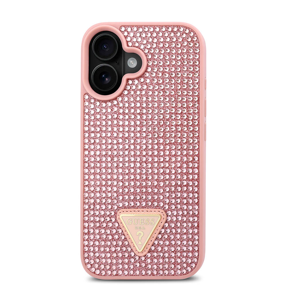 Apple iPhone 16 Plus Kılıf Guess Orjinal Lisanslı Taşlı Arka Yüzey Üçgen Logolu Kapak - 20