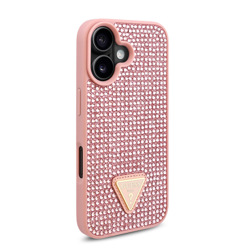 Apple iPhone 16 Plus Kılıf Guess Orjinal Lisanslı Taşlı Arka Yüzey Üçgen Logolu Kapak - 21