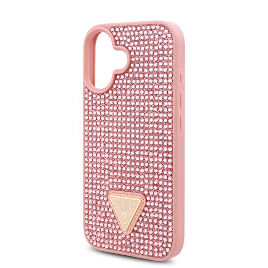 Apple iPhone 16 Plus Kılıf Guess Orjinal Lisanslı Taşlı Arka Yüzey Üçgen Logolu Kapak - 23