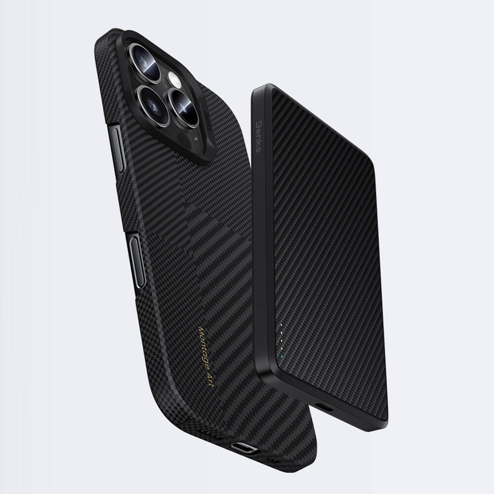 Apple iPhone 16 Plus Kılıf M-safe Şarj Özellikli Karbon Fiber Benks Montage ArmorAir Kevlar Kapak - 6