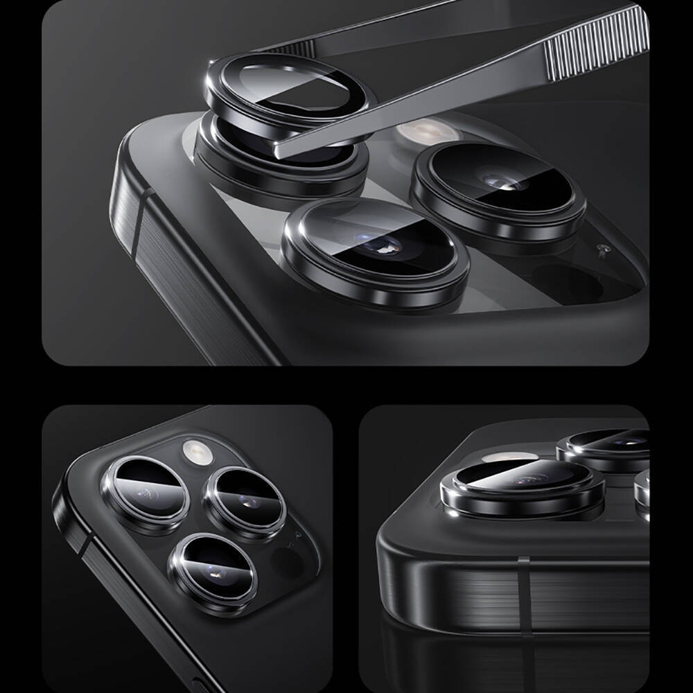 Apple iPhone 16 Pro Benks Parlama Önleyici Glass Warrior Metal Kamera Lens Koruyucu - 12