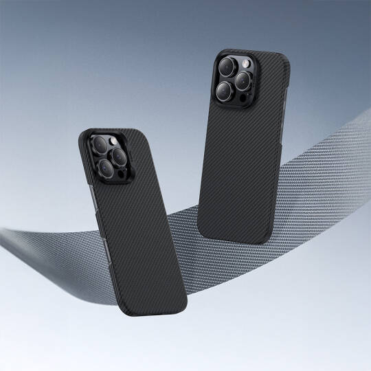 Apple iPhone 16 Pro Kılıf Benks M-safe Şarj Özellikli Metal Kamera Çerçeveli Magnetik ArmorAir 600D Kevlar Karbon Fiber Kapak - 6