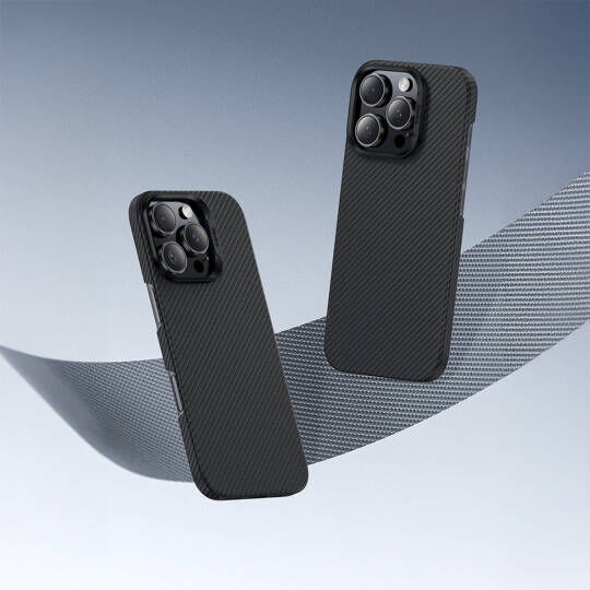 Apple iPhone 16 Pro Kılıf Benks M-safe Şarj Özellikli Metal Kamera Çerçeveli Magnetik ArmorAir 600D Kevlar Karbon Fiber Kapak - 7