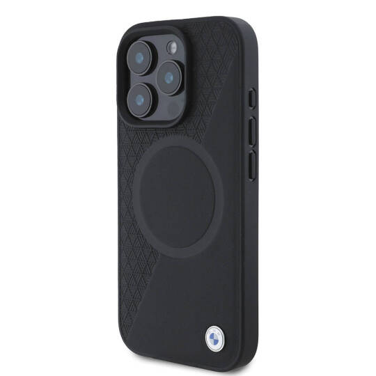 Apple iPhone 16 Pro Kılıf BMW Orjinal Lisanslı M-safe Şarj Özellikli Metal Logolu Yarım Dokulu Circle Deri Kapak - 3