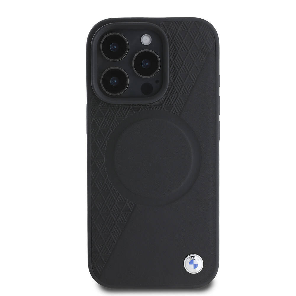 Apple iPhone 16 Pro Kılıf BMW Orjinal Lisanslı M-safe Şarj Özellikli Metal Logolu Yarım Dokulu Circle Deri Kapak - 4