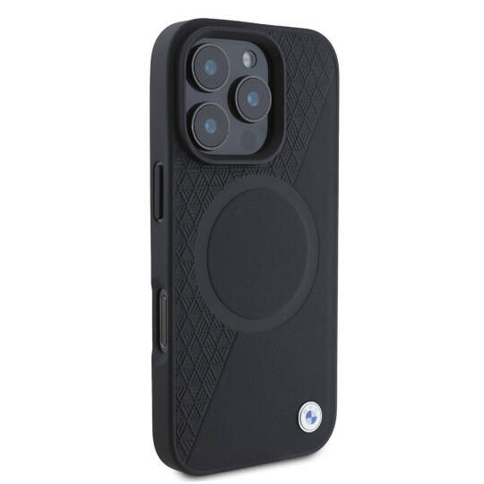 Apple iPhone 16 Pro Kılıf BMW Orjinal Lisanslı M-safe Şarj Özellikli Metal Logolu Yarım Dokulu Circle Deri Kapak - 5