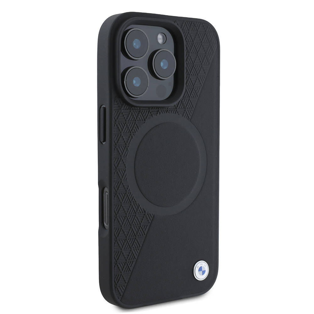Apple iPhone 16 Pro Kılıf BMW Orjinal Lisanslı M-safe Şarj Özellikli Metal Logolu Yarım Dokulu Circle Deri Kapak - 5