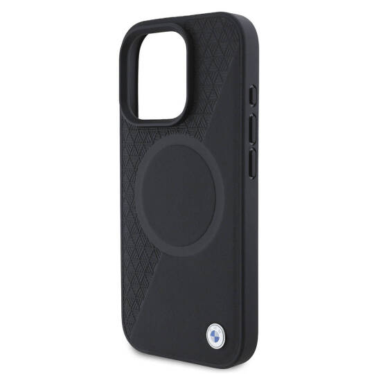 Apple iPhone 16 Pro Kılıf BMW Orjinal Lisanslı M-safe Şarj Özellikli Metal Logolu Yarım Dokulu Circle Deri Kapak - 7