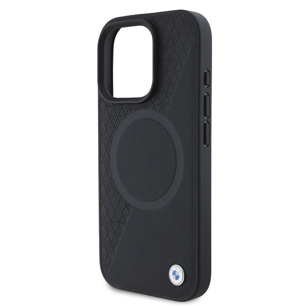 Apple iPhone 16 Pro Kılıf BMW Orjinal Lisanslı M-safe Şarj Özellikli Metal Logolu Yarım Dokulu Circle Deri Kapak - 7