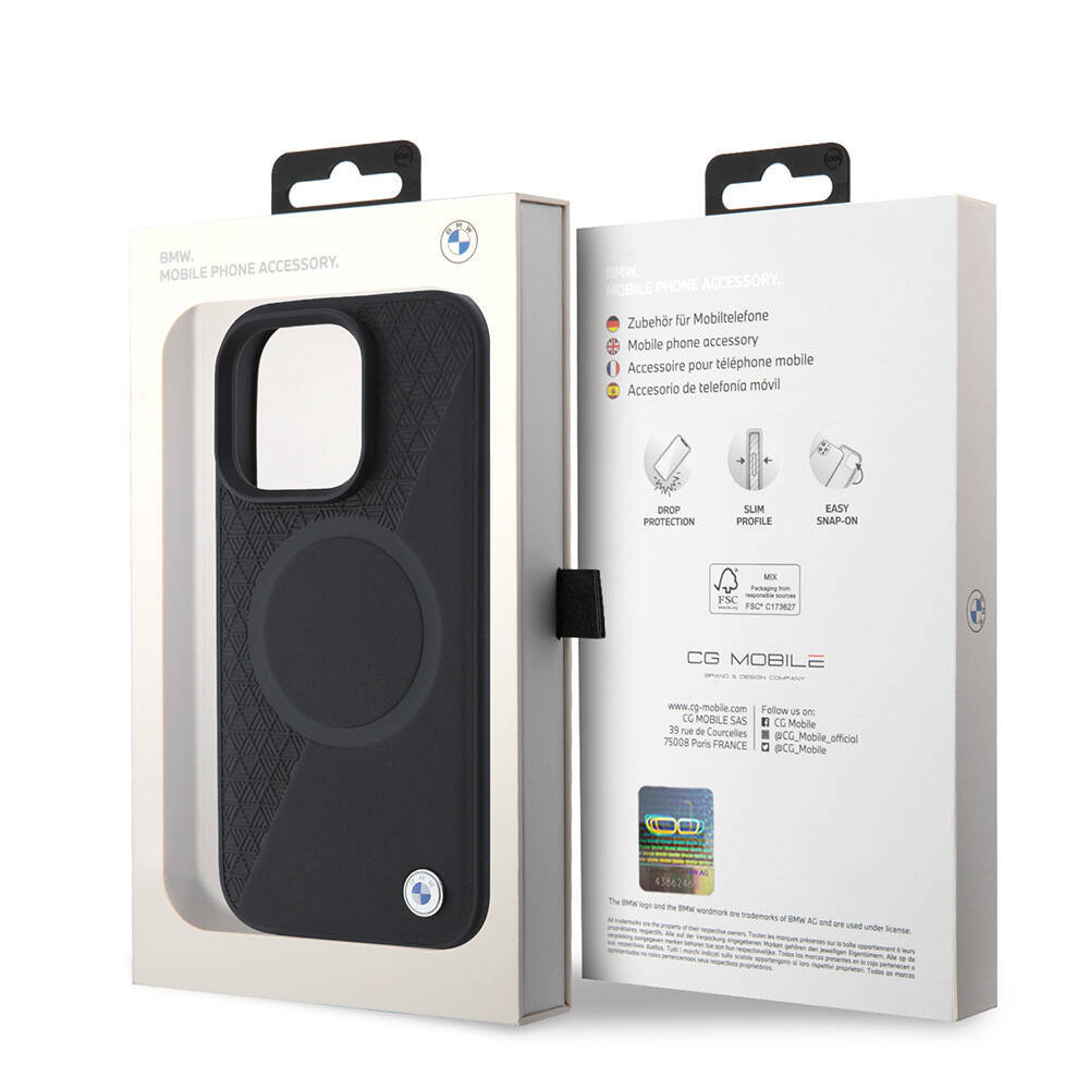 Apple iPhone 16 Pro Kılıf BMW Orjinal Lisanslı M-safe Şarj Özellikli Metal Logolu Yarım Dokulu Circle Deri Kapak - 9