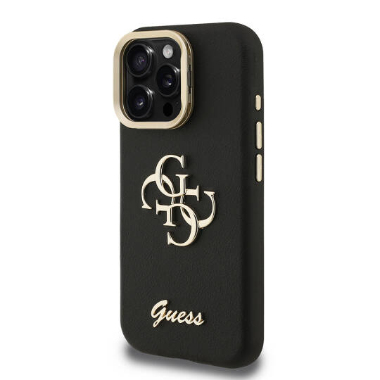 Apple iPhone 16 Pro Kılıf Guess Orjinal Lisanslı Grained Yazı Logolu Kamera Standlı Kapak - 6