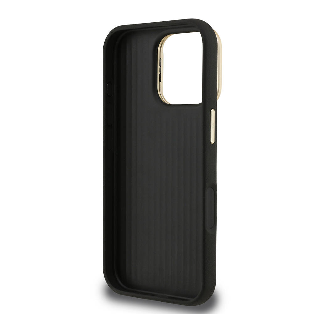 Apple iPhone 16 Pro Kılıf Guess Orjinal Lisanslı Grained Yazı Logolu Kamera Standlı Kapak - 11