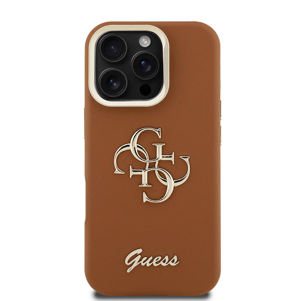 Apple iPhone 16 Pro Kılıf Guess Orjinal Lisanslı Grained Yazı Logolu Kamera Standlı Kapak - 14