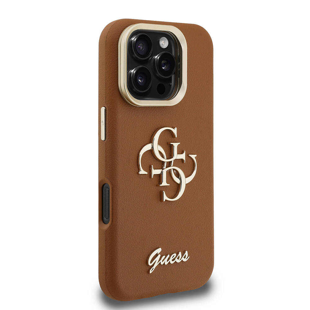 Apple iPhone 16 Pro Kılıf Guess Orjinal Lisanslı Grained Yazı Logolu Kamera Standlı Kapak - 15