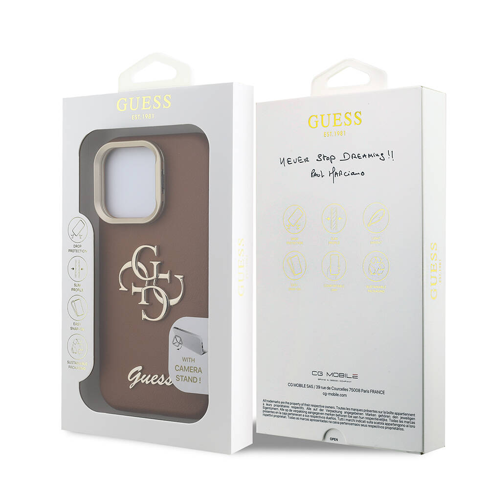 Apple iPhone 16 Pro Kılıf Guess Orjinal Lisanslı Grained Yazı Logolu Kamera Standlı Kapak - 19