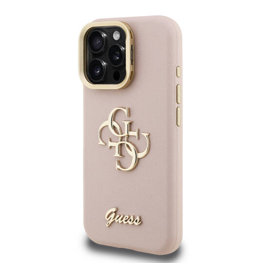 Apple iPhone 16 Pro Kılıf Guess Orjinal Lisanslı Grained Yazı Logolu Kamera Standlı Kapak - 20