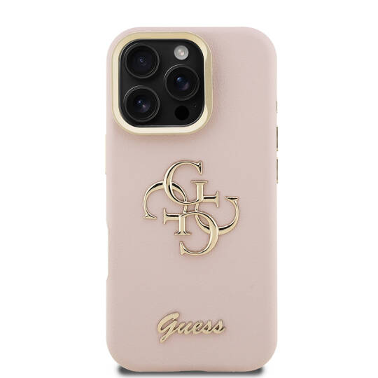 Apple iPhone 16 Pro Kılıf Guess Orjinal Lisanslı Grained Yazı Logolu Kamera Standlı Kapak - 21