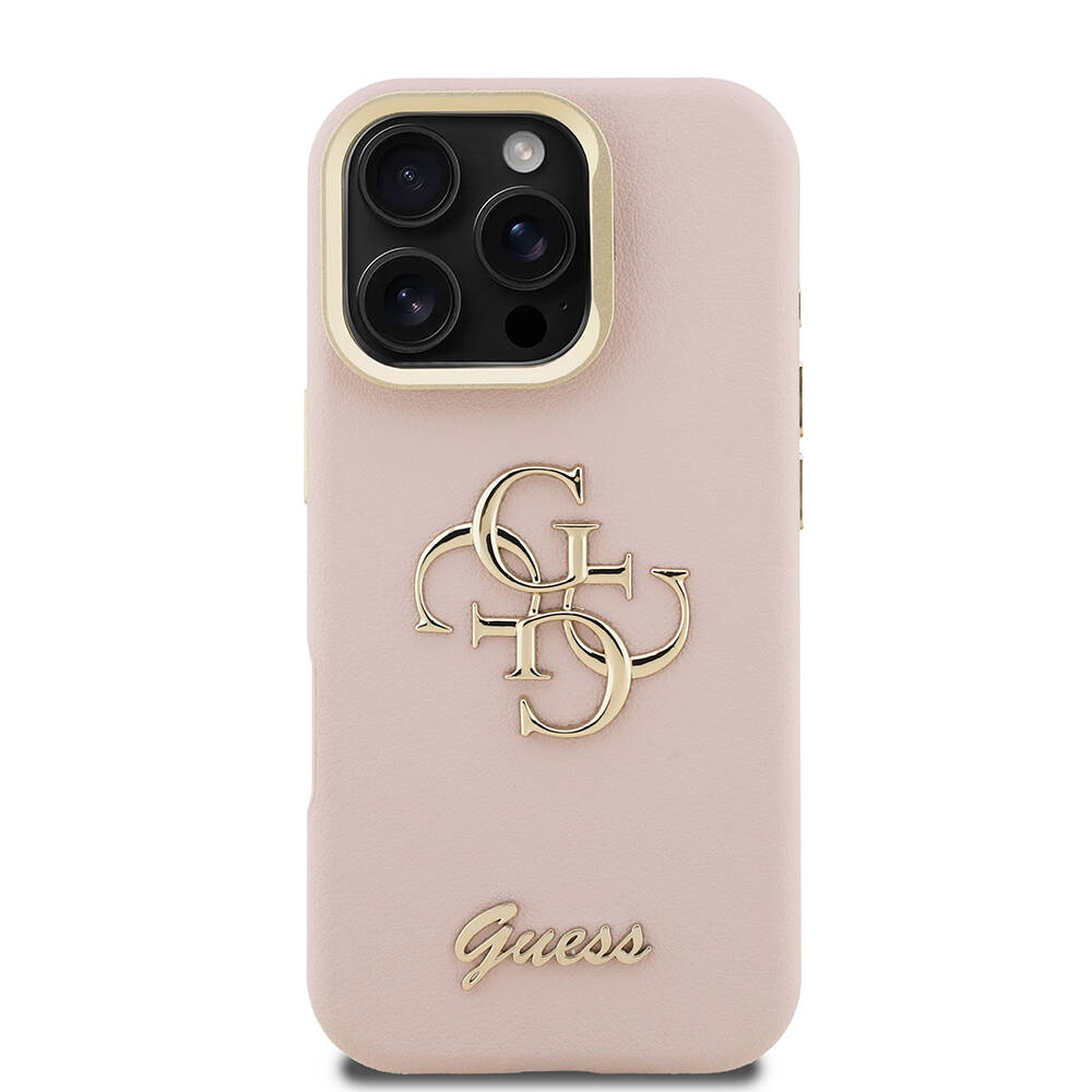 Apple iPhone 16 Pro Kılıf Guess Orjinal Lisanslı Grained Yazı Logolu Kamera Standlı Kapak - 21