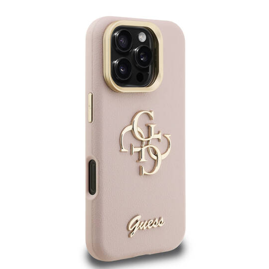Apple iPhone 16 Pro Kılıf Guess Orjinal Lisanslı Grained Yazı Logolu Kamera Standlı Kapak - 22