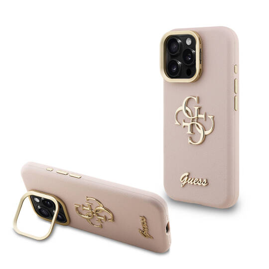 Apple iPhone 16 Pro Kılıf Guess Orjinal Lisanslı Grained Yazı Logolu Kamera Standlı Kapak - 2