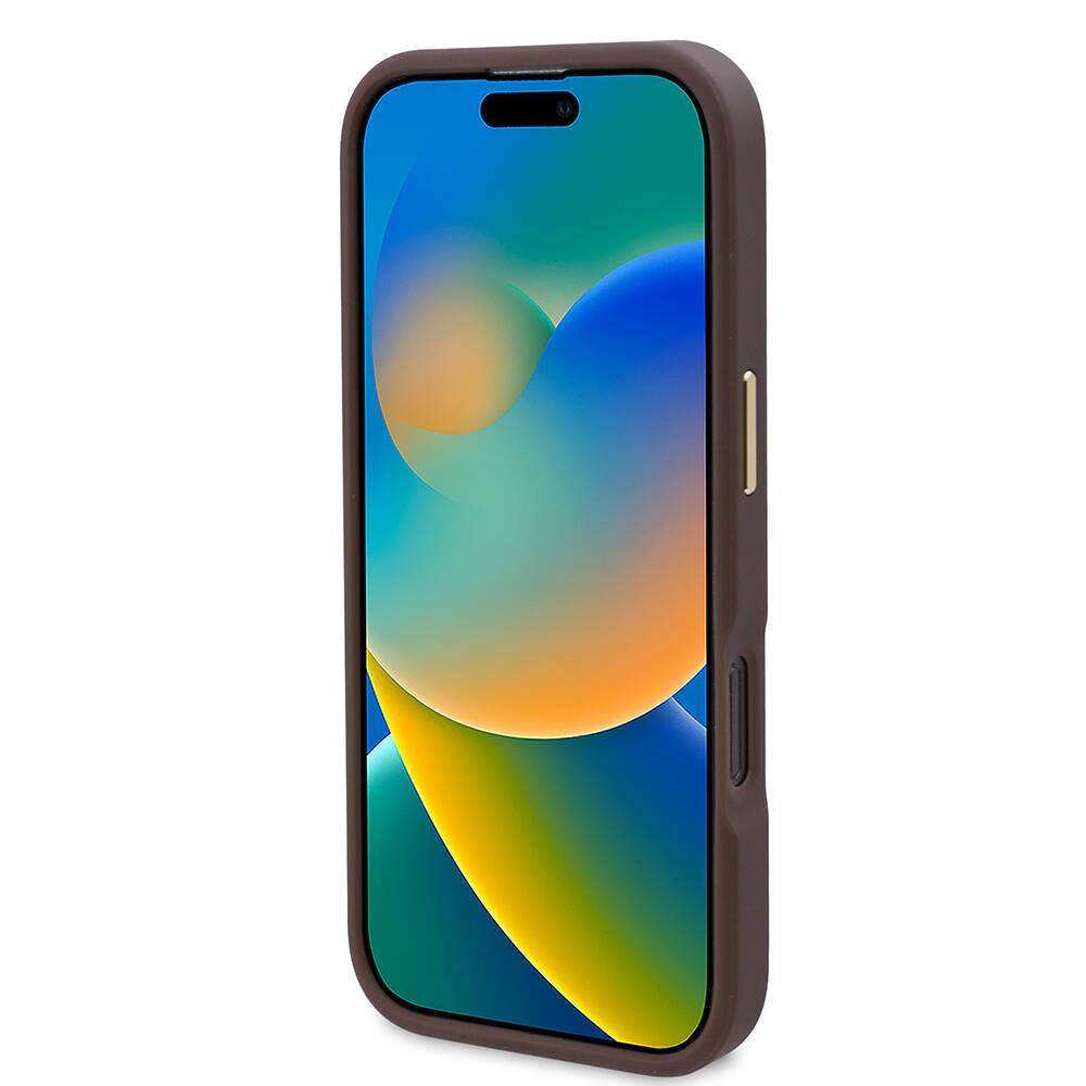 Apple iPhone 16 Pro Kılıf Guess Orjinal Lisanslı M-safe Şarj Özellikli 4G Desenli PU Metal Plaka Klasik Logolu Kapak - 8