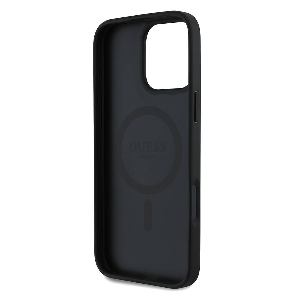 Apple iPhone 16 Pro Kılıf Guess Orjinal Lisanslı M-safe Şarj Özellikli Taneli Çiçek Tasarımlı Metal Yazı Logolu Kapak - 8
