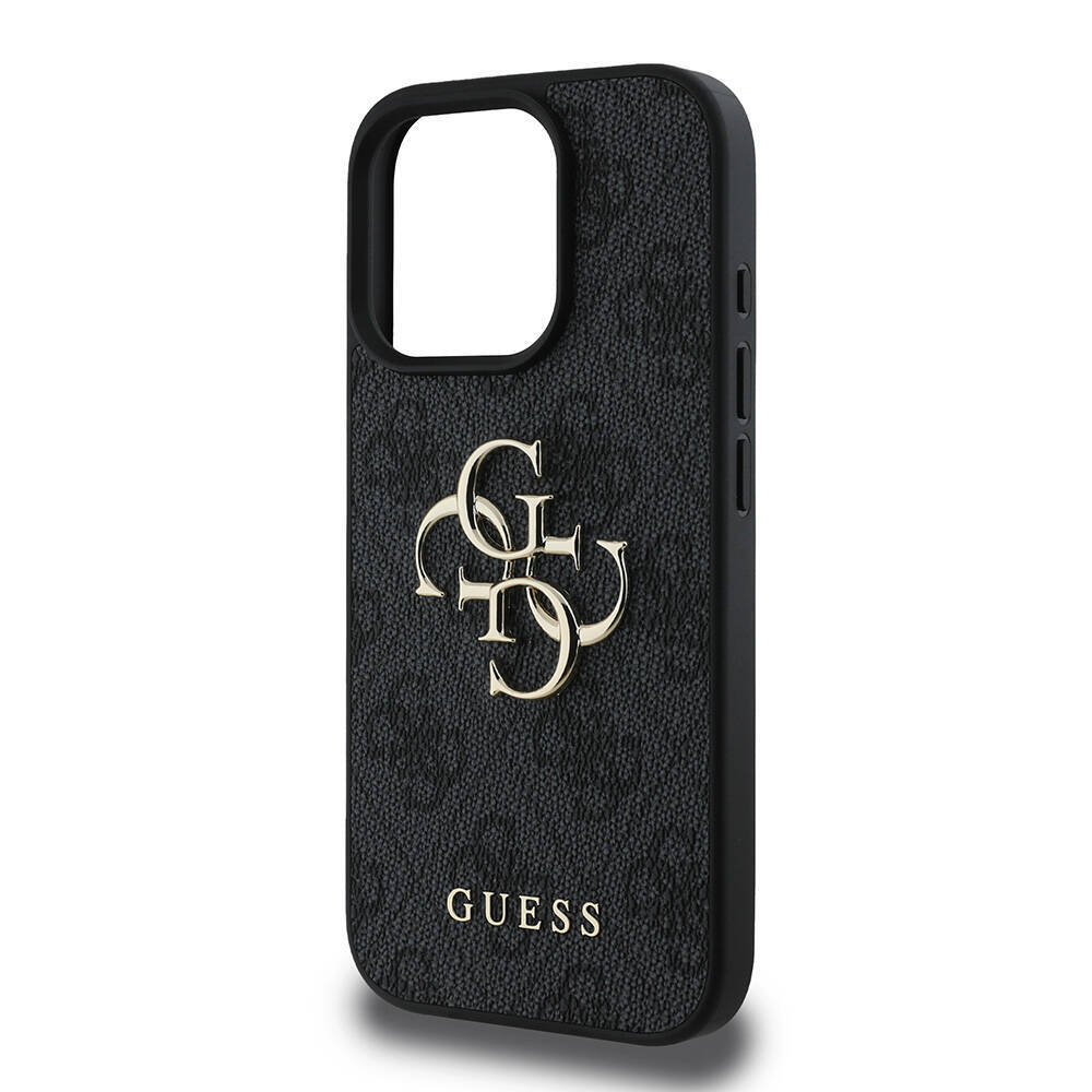 Apple iPhone 16 Pro Kılıf Guess Orjinal Lisanslı PU Deri 4G Desenli Metal Büyük 4G ve Yazı Logolu Kapak - 9
