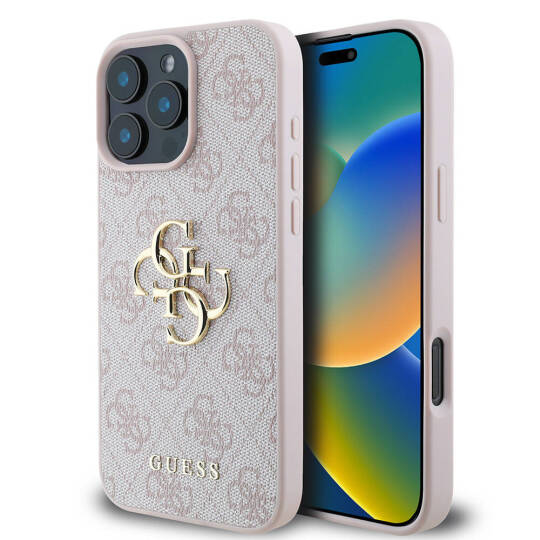 Apple iPhone 16 Pro Kılıf Guess Orjinal Lisanslı PU Deri 4G Desenli Metal Büyük 4G ve Yazı Logolu Kapak - 2
