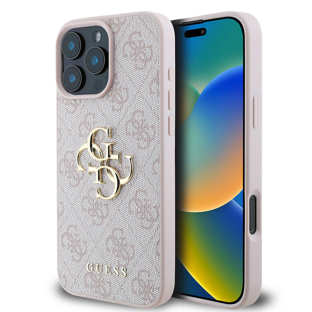 Apple iPhone 16 Pro Kılıf Guess Orjinal Lisanslı PU Deri 4G Desenli Metal Büyük 4G ve Yazı Logolu Kapak - 2